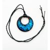 Silver Activated Solid SHUNGITE STONE PENDANT flat 55mm style - Beautiful Blue Artisan Finish - Image 2