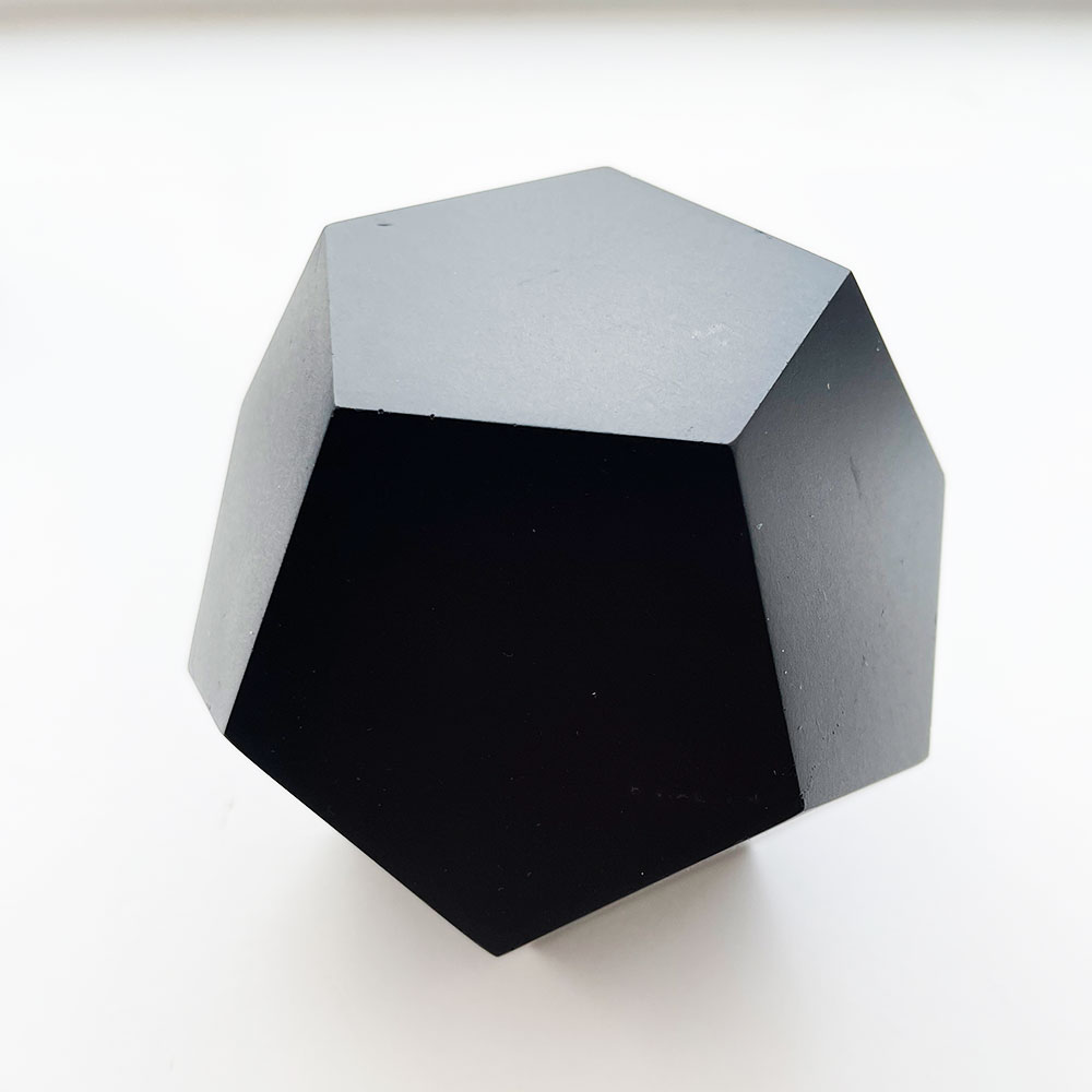 SHUNGITE DODECAHEDRON PLATONIC SOLIDS & Book, Silver Activated Shungite for Powerful Earth Bio-Field Expansion