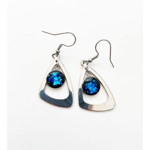 Silver Activated Shungite Earrings, Stylish Stainless Steel Settings