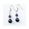 Gem and Shungite bead, 925 Silver loop Earrings, Amethyst, Carnelian, Blue Angelite, Tiger’s Eye. - Image 5