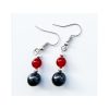 Gem and Shungite bead, 925 Silver loop Earrings, Amethyst, Carnelian, Blue Angelite, Tiger’s Eye. - Image 2