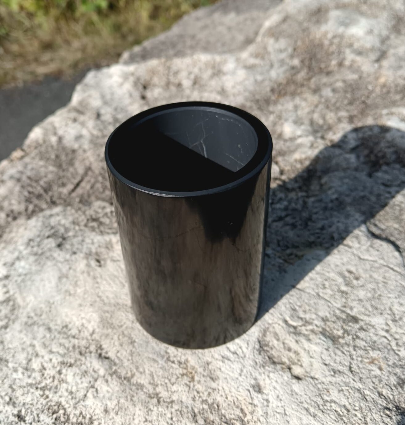 Shungite Stone Cup 7x9cm Now Silver Activated- Pure Stone, Very Rare Item, Exceptional Health Benefits and Book
