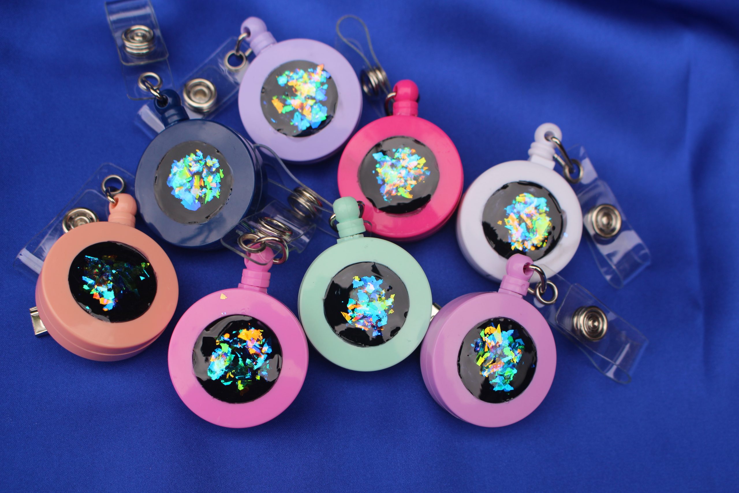 Silver Activated Shungite Coated Outdoor Key Ring Return Retractable Key Chain Badge Reels