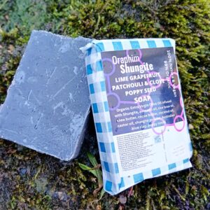 Alternative view of SHUNGITE SOAP- HANDMADE 80gm with citrus eruptions of organic essential oils blend of lime, grapefruit, sweet orange, Patchouli and clove.(not tested on animals, contains no chemicals)