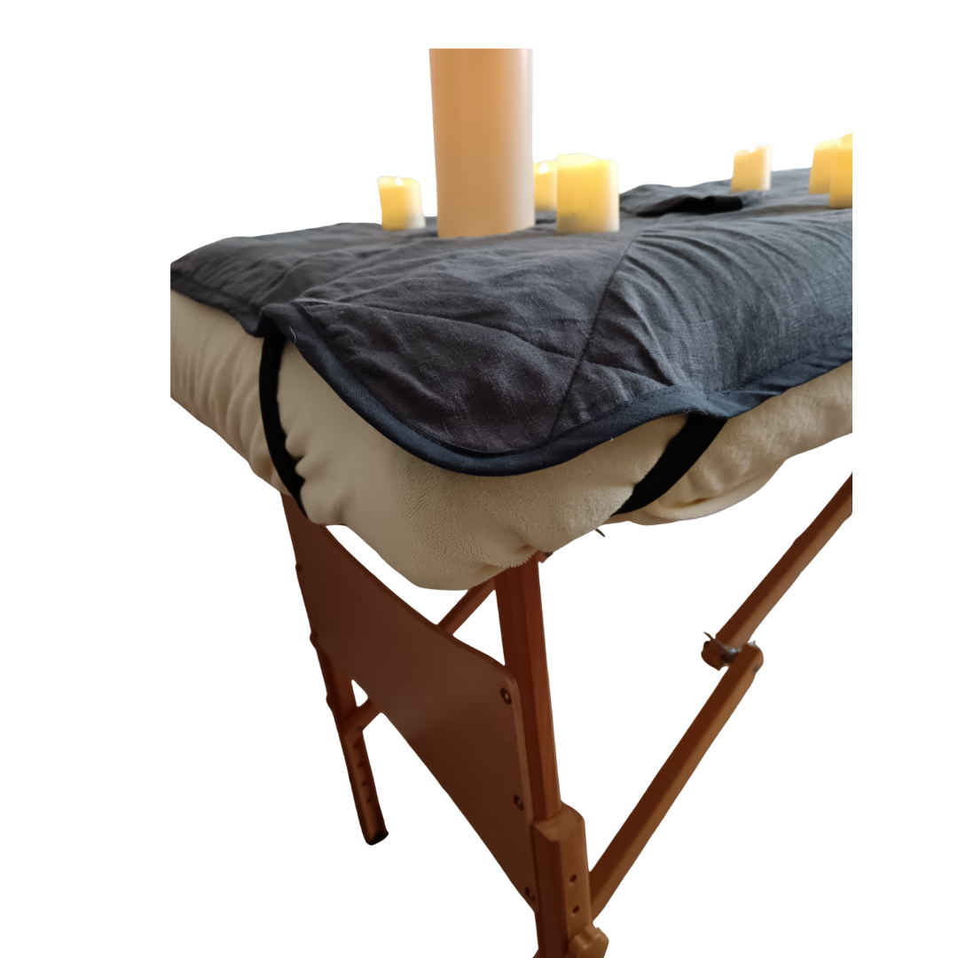 100% ORGANIC LINEN MASSAGE BED COVER with 100% ORGANIC BAMBOO Wadding with Silver Activated Shungite & 3x Book Bundle - Image 2