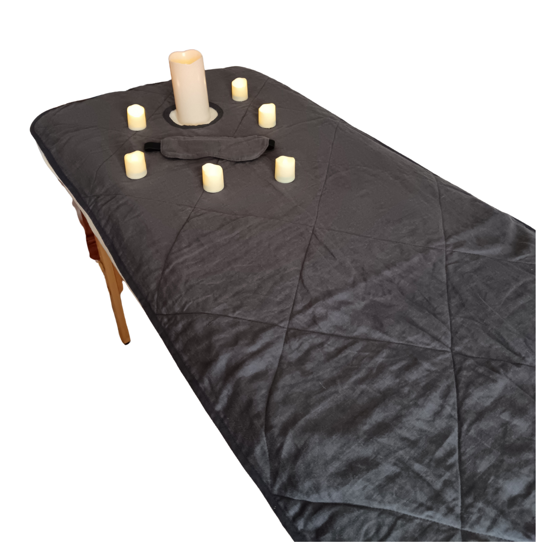 100% ORGANIC LINEN MASSAGE BED COVER with 100% ORGANIC BAMBOO Wadding with Silver Activated Shungite & 3x Book Bundle